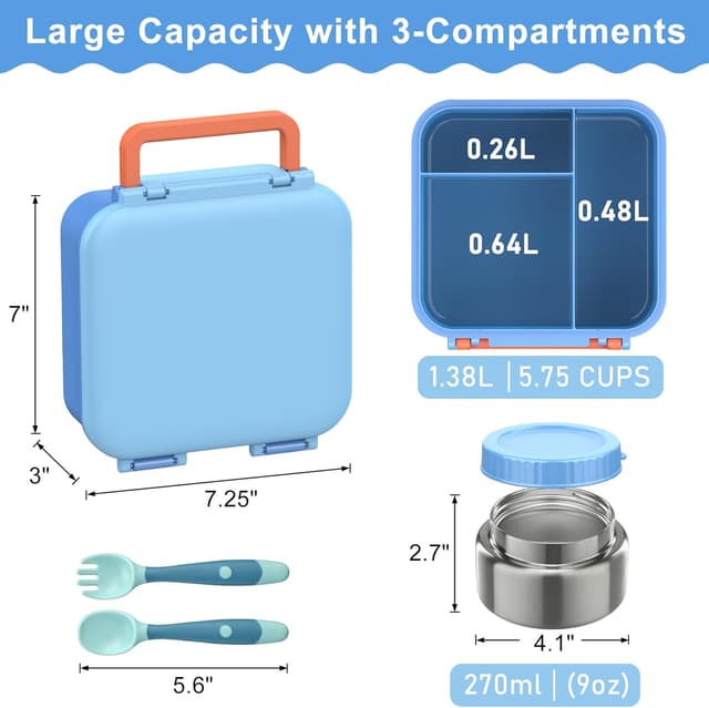 Thumbnail 5 de Beaquee Bento Box for Kids with Soup Thermos 9oz 🍱