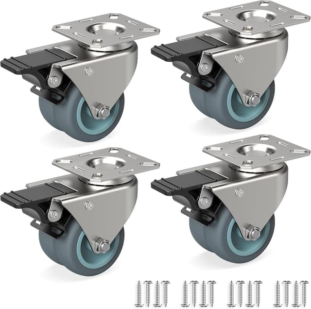 Detalle de RAVN HAMAN set di 4 ruote pivottanti con freno, 50 mm, fino a 100 kg per ruota