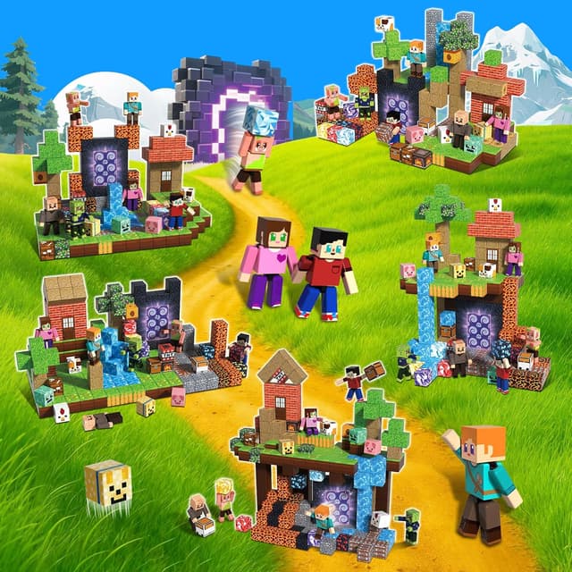 Detalle de Annexfun 210PCS Magnetic Blocks Set with 6 Action Figures (Ages 6+) — STEM Creative Building Play Set