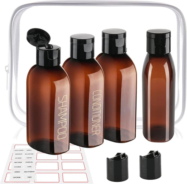 Detalle de Travel bottles 4 pack for toiletries 100ml
