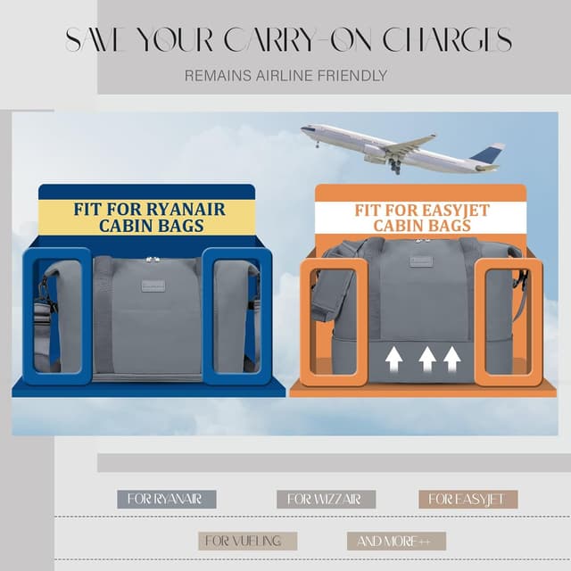 Detalle 2 de Hayayu Expandable Convertible Cabin Bag for Ryanair & Easyjet hand luggage