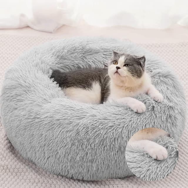 Detalle de DONWEI Calming Dog Cat Bed, 50x50cm