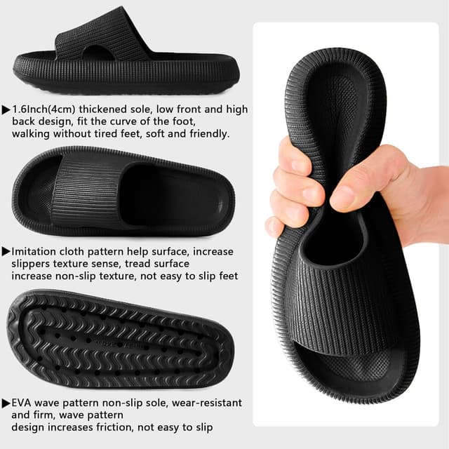 Detalle de HEOAARG Wolke Badeschlappen mit rutschfester EVA-Sohle – Badelatschen für Herren & Damen