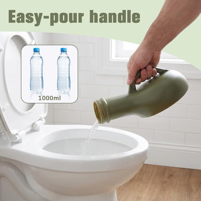 Thumbnail 6 de 2 x 1000ml Male Urine Bottles (Unisex) with Female Adapter, Screw Lid & Cleaning Brushes