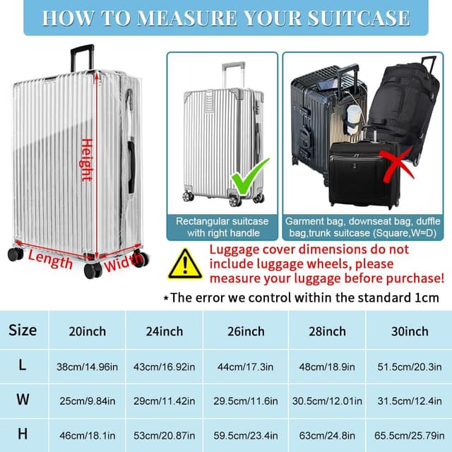 Detalle de Yotako Upgraded Suitcase Covers with Zippered – Clear PVC luggage protector (26 inch)