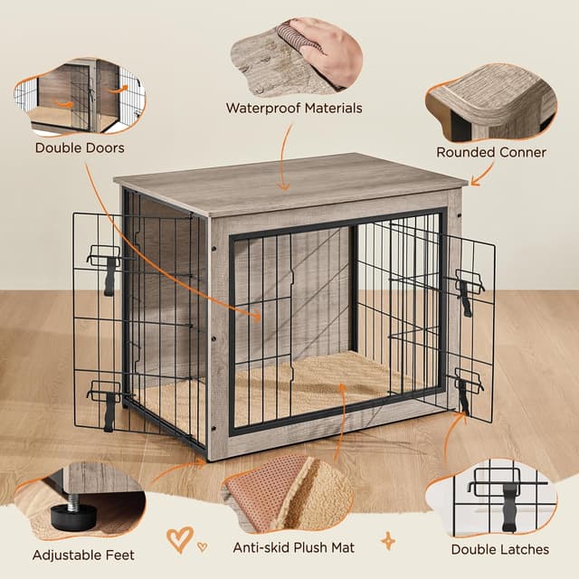 Thumbnail 3 de Yaheetech Indoor Dog Crate End Table 80.5×55.5×63.5 cm