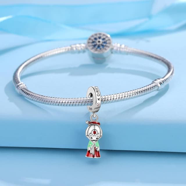 Detalle de FLUFLO Charm-Anhänger Damen 925 Sterling Silber mit Zirkonia, passend für europäische Armband- und Halsketten-Charmsysteme (C03)