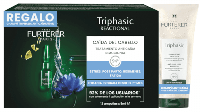 Detalle de René Furterer Triphasic Reaccional: 12 uds + Champú 50 ml