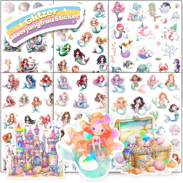 Imagen de Hongma Meerjungfrau Glitzer Sticker 6er Set en OfertitasTOP