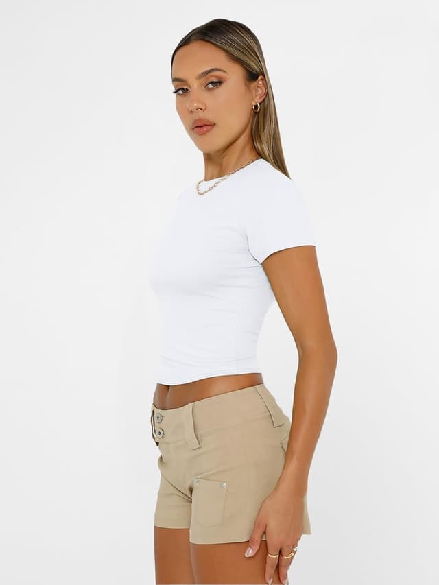 Detalle 2 de Trendy Queen Short Sleeve Crop Top 88% Polyester