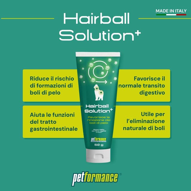 Detalle de PETFORMANCE Hairball Solution+ pasta orale per gatti contro i boli di pelo con funzione prebiotica (50 g)