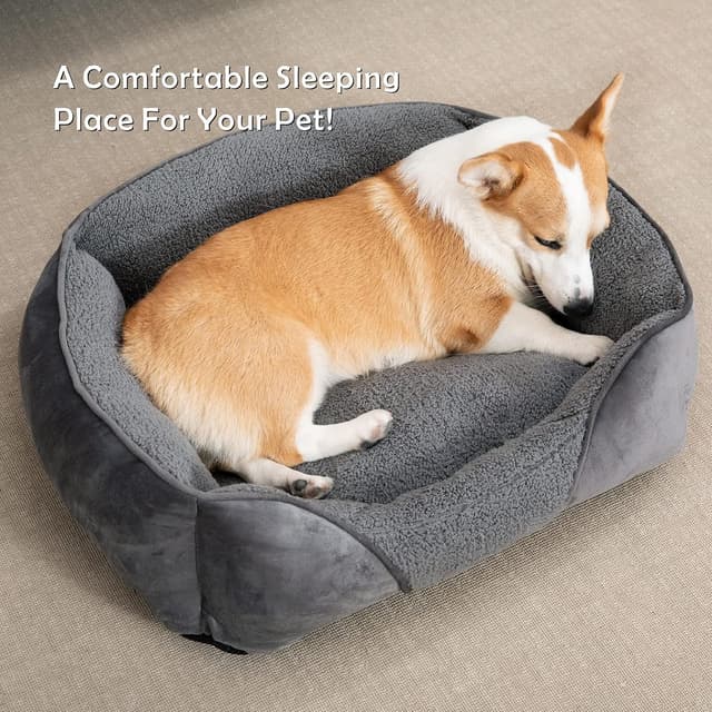 Thumbnail 6 de MIXJOY Dog Bed Medium (63×53×20 cm) – Washable Rectangle Pet Bed in Grey