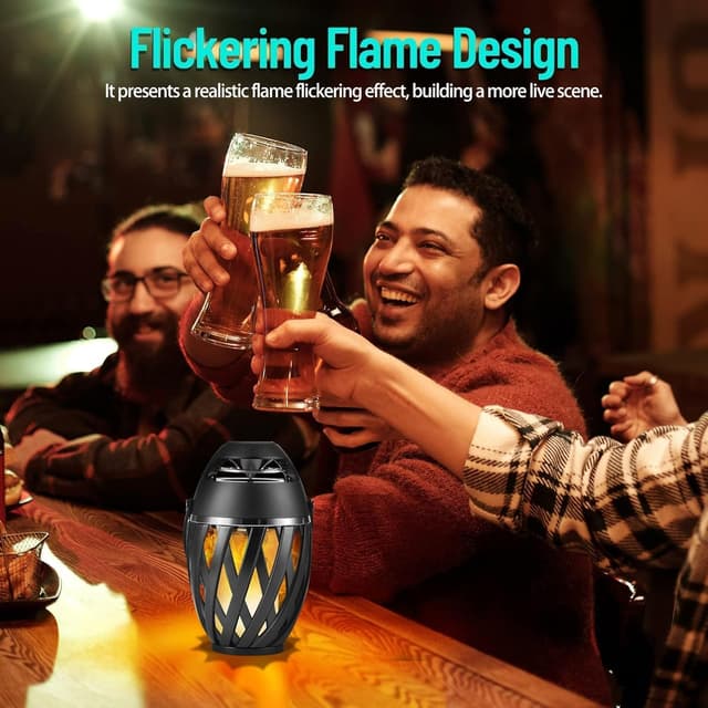 Detalle de INSSISAIN 2er Set Bluetooth-Lautsprecher mit Flammen-Effekt (IP65, 5 W) für Outdoor & Camping