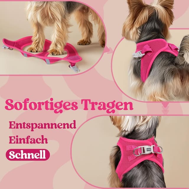 Detalle de rabbitgoo Hundegeschirr für kleine Hunde (XS) – Step-in Welpengeschirr mit weichem Mesh, atmungsaktiv & reflektierend
