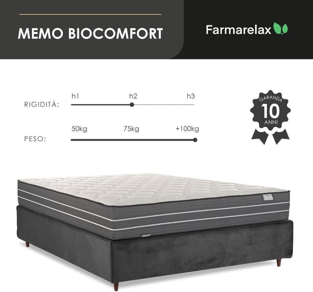 Thumbnail 2 de Farmarelax Materasso singolo 80x190 Dual Comfort con memory foam biocomfort 26 cm
