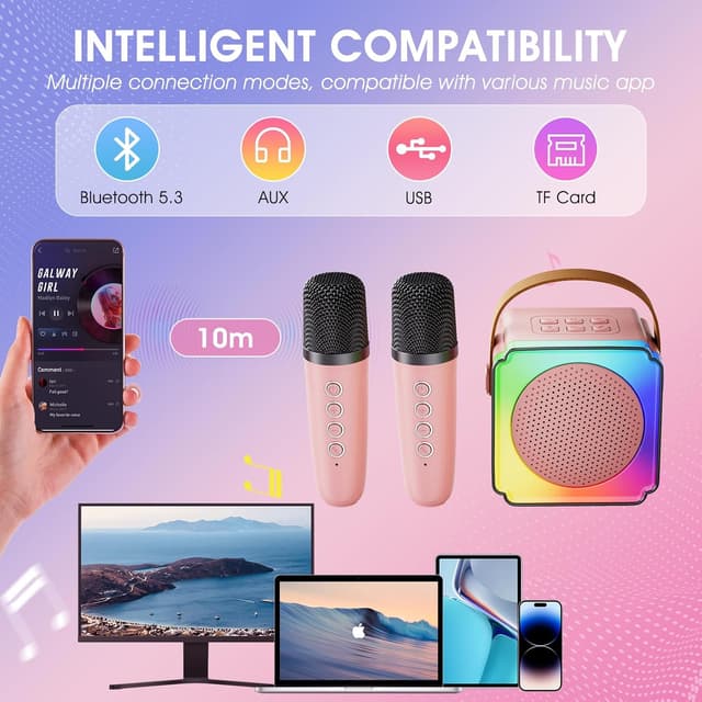 Thumbnail 2 de Lavliy Mini Karaoke Machine 2 mics for kids 🎤