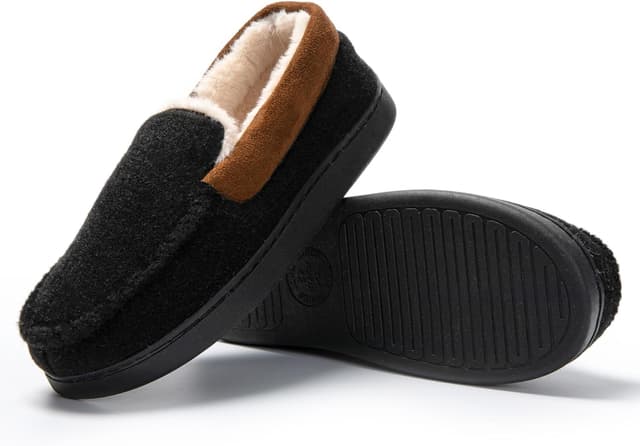 Detalle de JOMIX Charentaises homme d’hiver – chaussons de maison doux et chauds