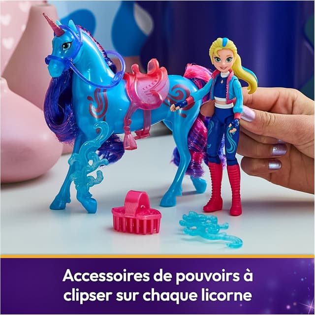 Detalle de Unicorn Academy : L’École des Licornes Licorne River + Poupée Isabel (River 12,7 cm, Isabel 11,5 cm)