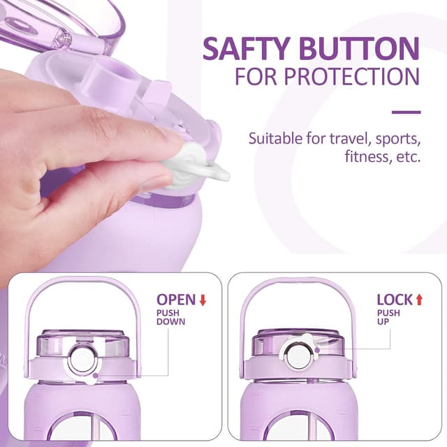 Thumbnail 3 de BLUEGO 2000ml Glas-Trinkflasche mit Strohhalm