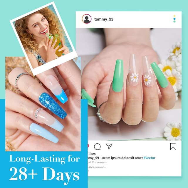 Detalle 2 de AZUREBEAUTY 31-Piece Dip Powder Nail Kit Starter (20 Neon Spring/Summer Colors) for DIY French Nails