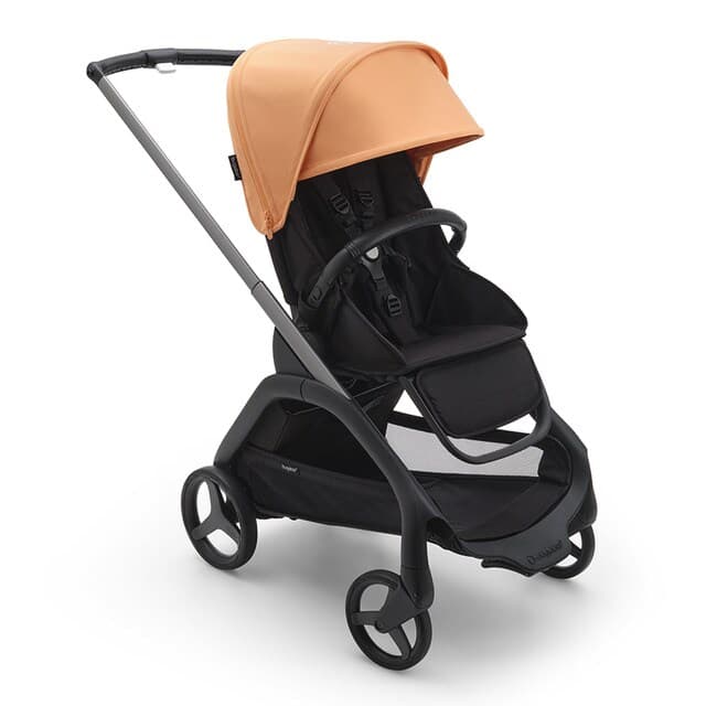 Detalle de Bugaboo Dragonfly base grafito/negro medianoche con capota coral isla