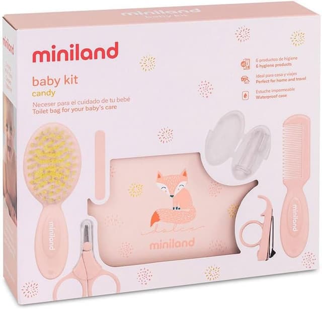 Detalle 2 de Miniland Baby Kit Candy: borsa da toilette con accessori essenziali per cura e igiene del bambino