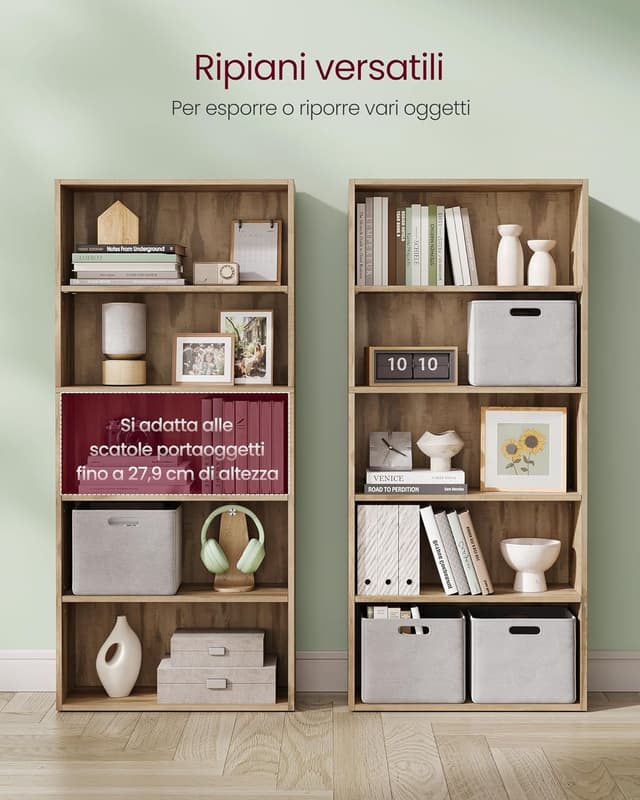 Detalle de VASAGLE Scaffale a 5 ripiani LBC165T50 in stile libreria, marrone cammello