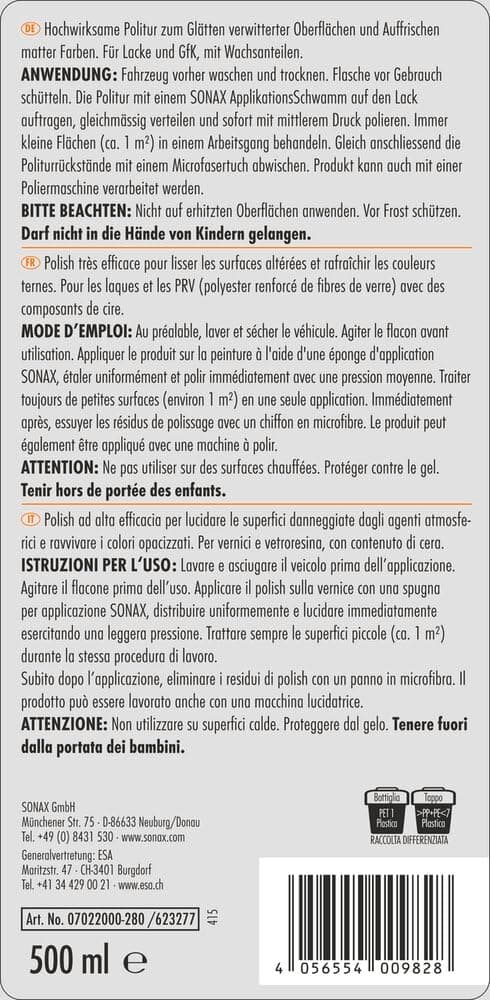 Detalle de SONAX CARAVAN lucidante delicato per le mani (500 ml) per vernici e GfK