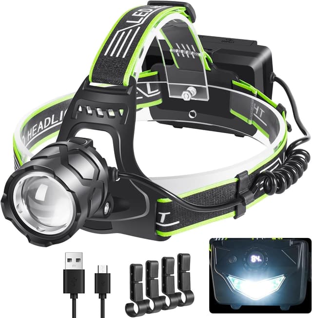 Detalle de PEAKRO Torcia Frontale LED ricaricabile 90000 lumen, 9000mAh e 5 modalità