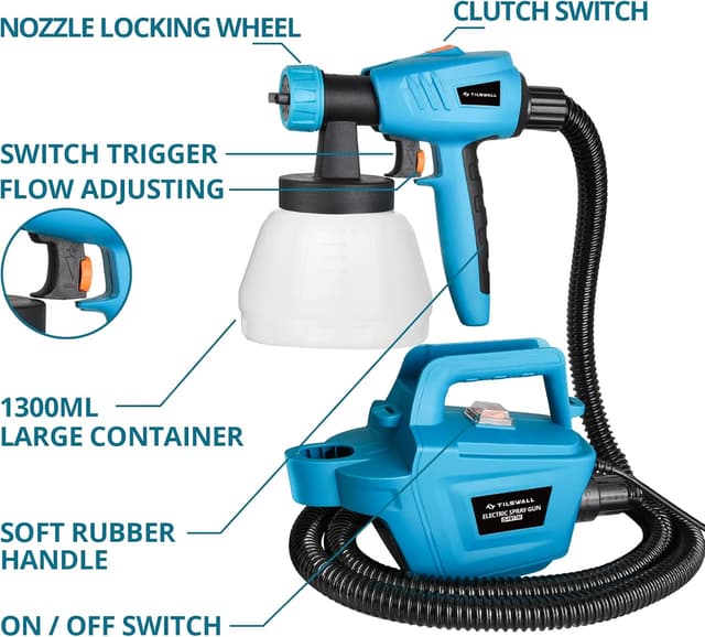 Detalle 2 de Tilswall Pro 800W fence paint sprayer 1300ml 🎨