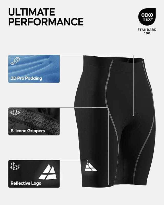 Detalle 2 de Danish Endurance men’s cycling shorts with 3D padding and reflective details