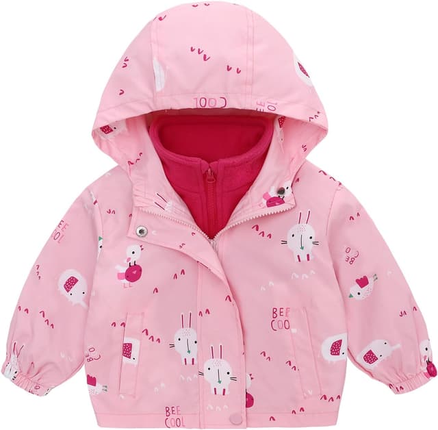 Detalle de famuka kids fleece jacket with hood for toddlers (2–5 years) windproof coat