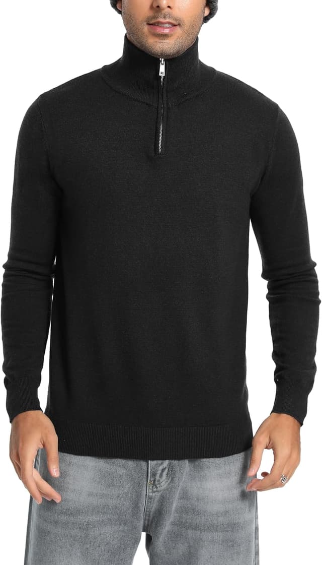 Detalle de Pull homme Yukiuiny col zippé effet haut roulé Noël flocon de neige