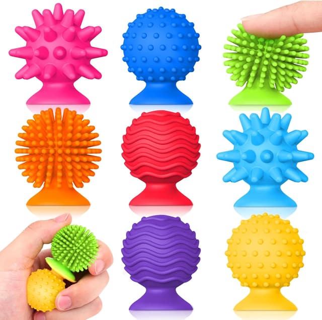 Detalle de Sensory Fidget Toys Kids & Adults 8-Pack Textured Suction Toys for Classroom & Autism