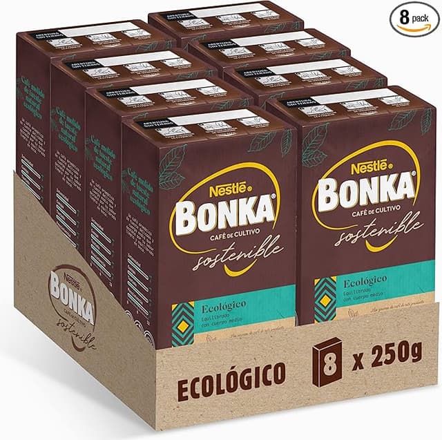 Detalle de Bonka Café Molido Ecológico 250 g | Pack de 8