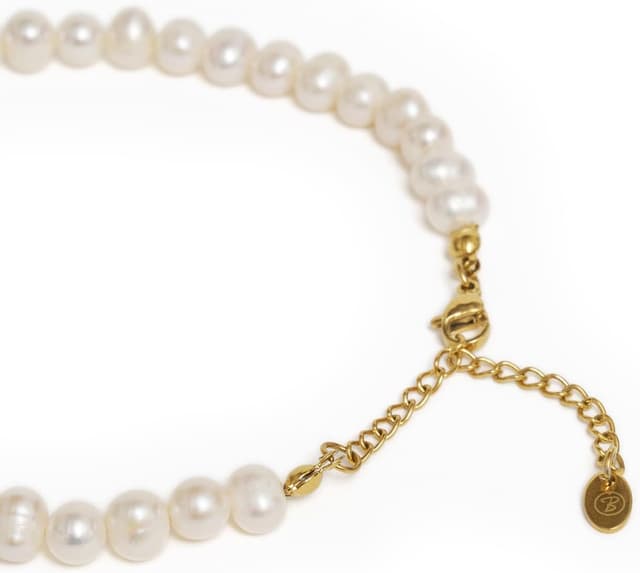 Detalle de BERGERLIN Echte Perlenkette aus Süßwasserperlen mit Verschluss aus 925 Sterling Silber und Echtheitszertifizierung