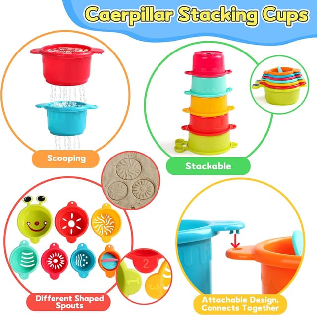 Thumbnail 3 de Bath Toys Caterpillar Set 13 PCS for 1 Year Old