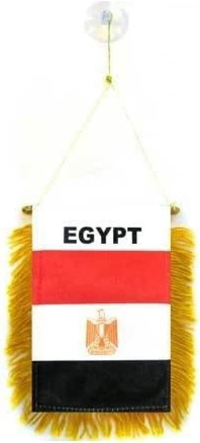 Detalle de AZ FLAG Wimpel Ägypten mit goldenen Fransen und Befestigung fürs Auto (15 × 10 cm)
