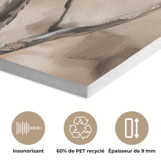 Detalle de Décoration murale feutrée MuchoWow 60x90 cm – panneaux décoratifs acoustiques fleurs, blanc