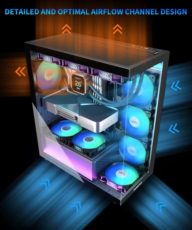 Thumbnail 2 de MUSETEX K2 Boîtier PC ATX pré-installé 7 ventilateurs ARGB