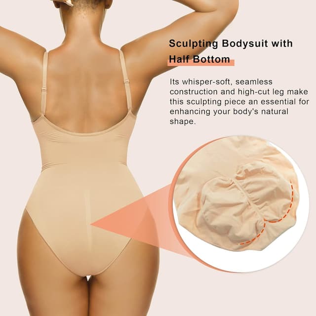 Detalle 2 de SHAPERX Women’s Seamless Shapewear Bodysuit with Tummy Control & Waist Snatching