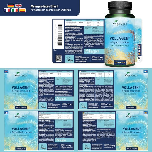 Thumbnail 5 de Vegavero Vegane Kollagen Kapseln hochdosiert