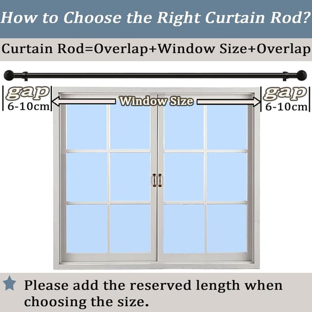 Detalle de GDEVKHN Adjustable Curtain Poles for Eyelet Curtains (Silver, 33–86.6 inch) with Round Finials