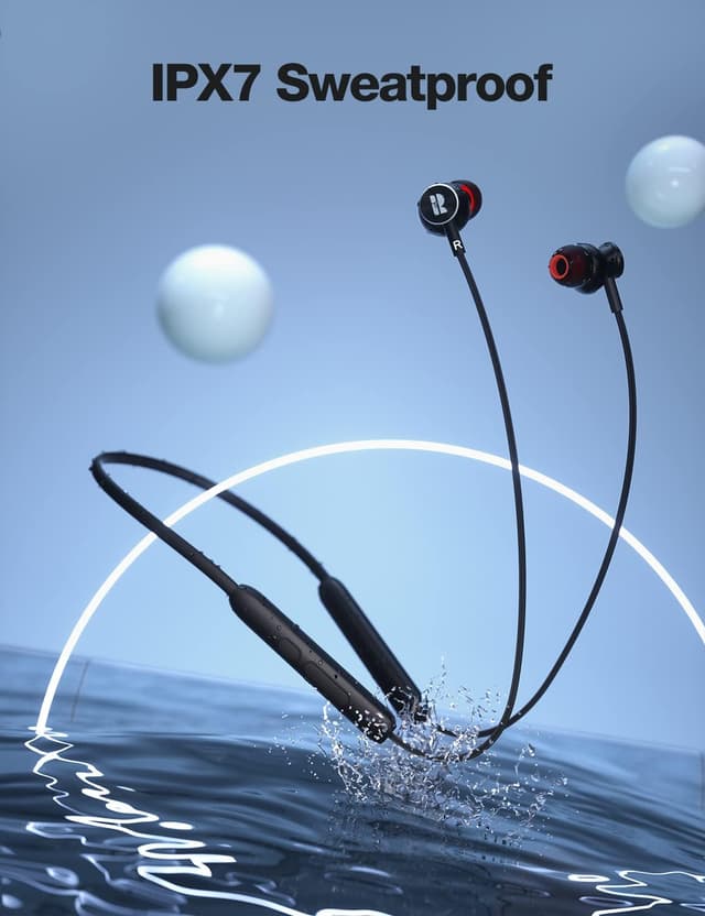 Detalle de Rythflo V5.2 Wireless Neckband Earphones, 30H