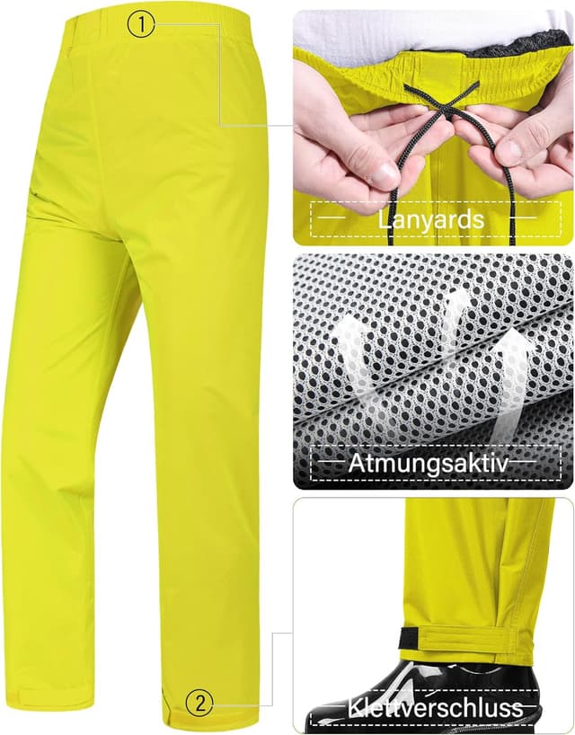 Detalle de Coutyuyi Herren & Damen Regenanzug mit reflektierenden Elementen – wasserdicht, winddicht und mit transparenter Regenhaube