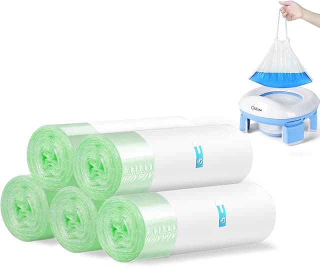 Detalle de 100pcs Portable Potty Liner Disposable Bags (5 Rolls) with Drawstring