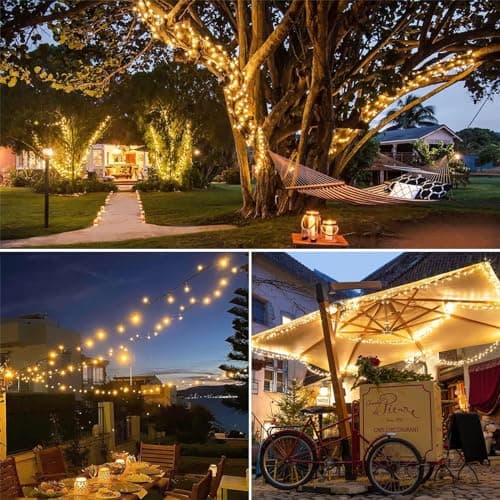 Detalle de Tacobey Guirnalda de luces exterior solar 20 m con 200 LED, 8 modos e IP65