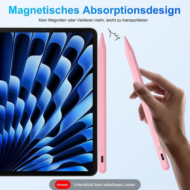 Thumbnail 6 de BLEBLE Stylus Pen für iPad (2018–2025) mit Schnellladung und Handflächenerkennung – passend für iPad 11/10/9/8/7/6, Air, Pro und mini (Rosa)