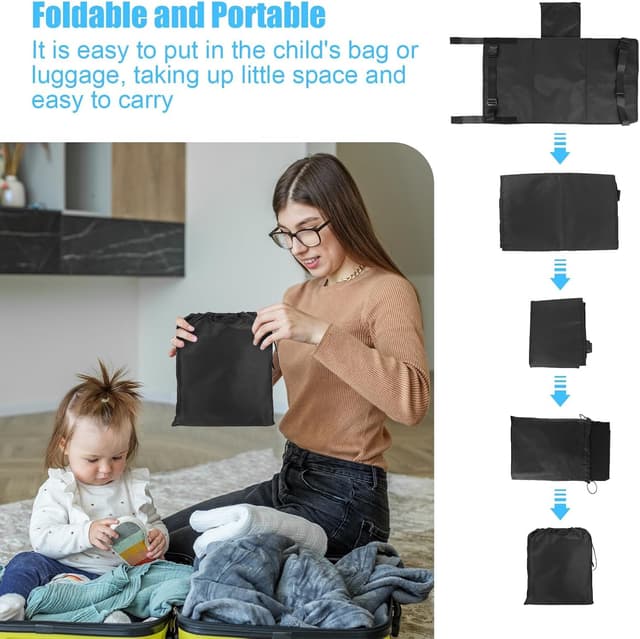 Detalle de DINGBLUE Toddler Airplane Bed (Black) – portable airplane seat extender with foot hammock for kids