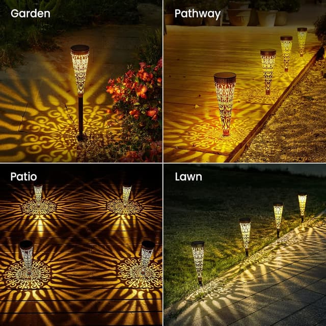 Detalle 2 de GEARLITE Solarlampen für Außen Garten (4er-Set) mit Warm-/Weiß-LED und IP65